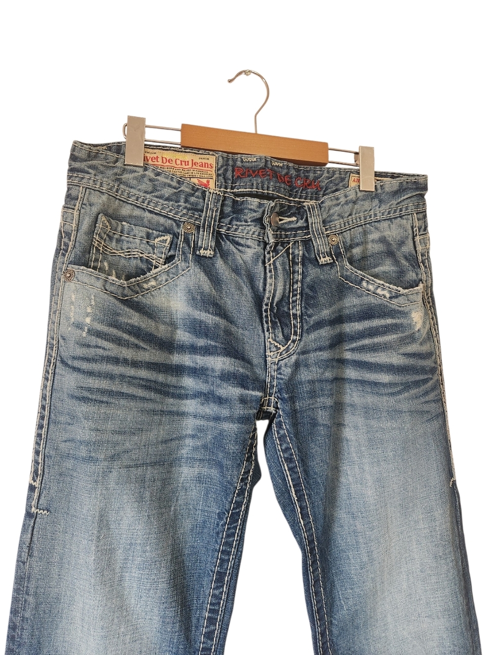 Rivet De Cru Los Andrew Relaxed Straight Distressed Premium Jeans Men Sz 31x34 - Picture 3 of 15